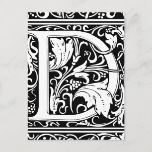 Carte Postale Lettre D Monogramme médiéval Art Nouveau