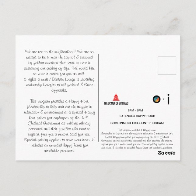 Carte Postale Lettre d'accueil (Dos)