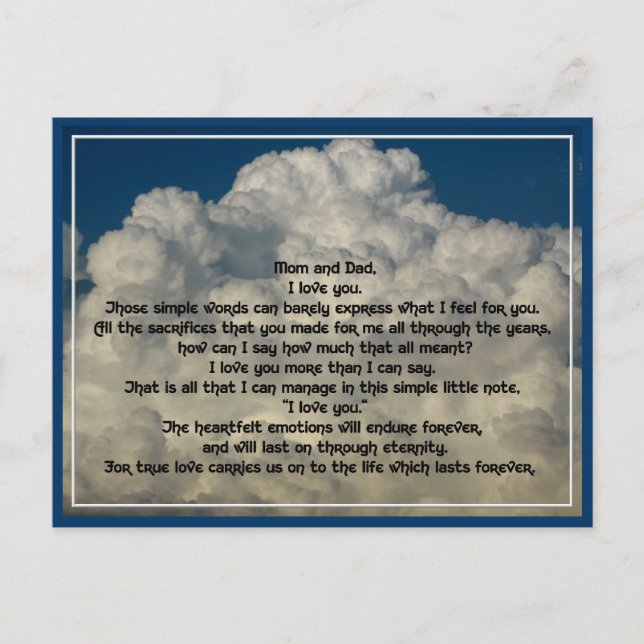 Carte Postale Lettre d'amour aux parents (Devant)