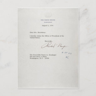 Carte Postale Lettre de démission du Président Richard M. Nixon