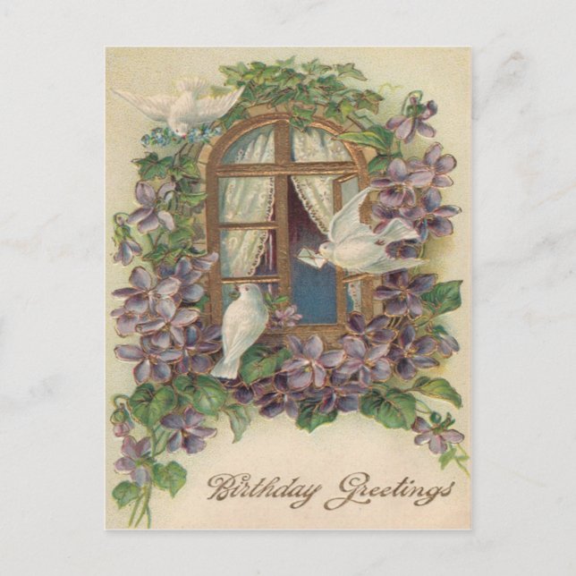 Carte Postale Lettre de fenêtre de colombe Oubliez-moi-non- (Devant)