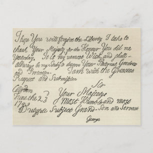 Carte Postale Lettre de George III à son grand-père le