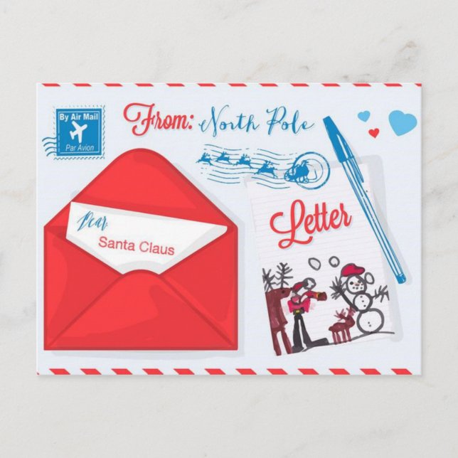 Carte Postale Lettre de Noël au Père Noël (Devant)