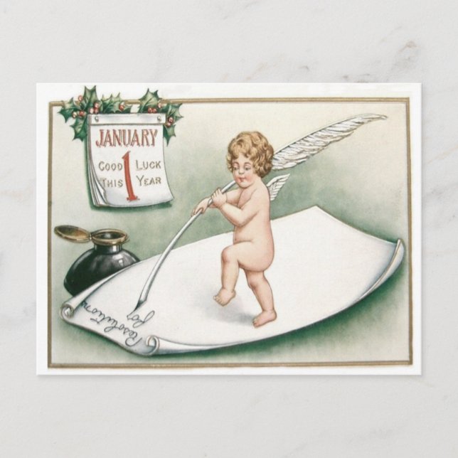 Carte Postale Lettre de résolution du calendrier Angel Cherub Ho (Devant)