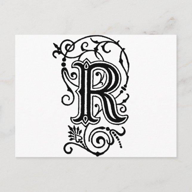 Carte Postale Lettre décorative R (Devant)