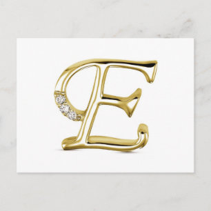 CARTE POSTALE LETTRE D'OR " E "AVEC DIAMANTS