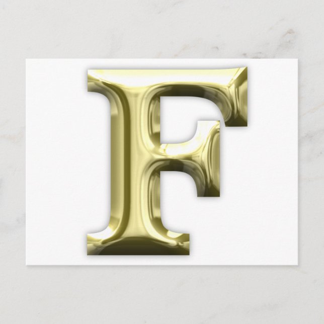 Carte Postale Lettre d'or F brillant Alphabet d'or (Devant)