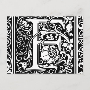 Carte Postale Lettre F Monogramme médiéval Vintage