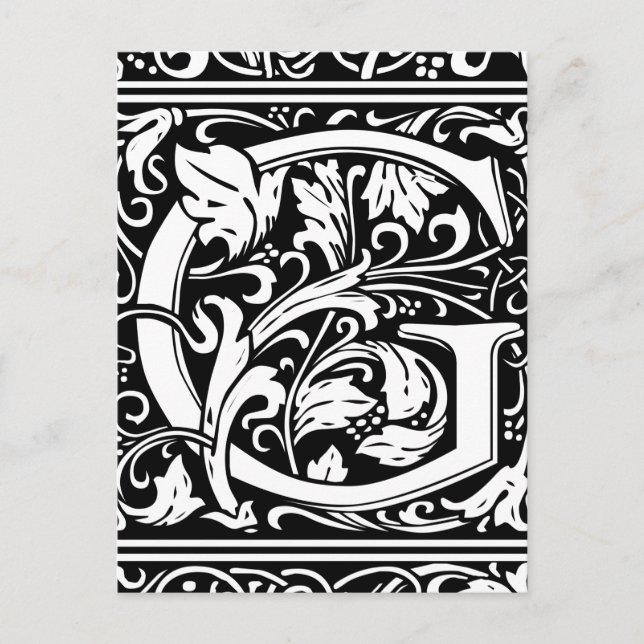 Carte Postale Lettre G Monogramme médiéval Art Nouveau (Devant)