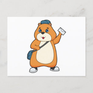 Carte Postale Lettre hamster Postman