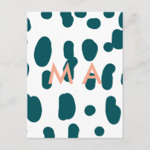 Lettre homme monogramme pastel orange à pois bleus