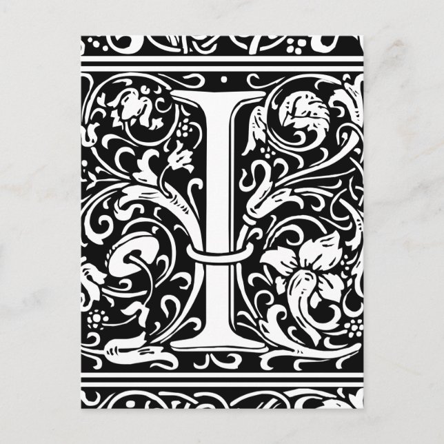 Carte Postale Lettre I Monogramme médiéval Art Nouveau (Devant)