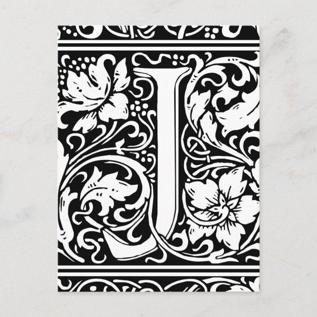 Carte Postale Lettre J Monogramme médiéval Art Nouveau (Devant)