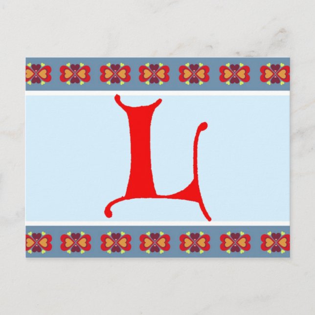Carte Postale Lettre L (Devant)