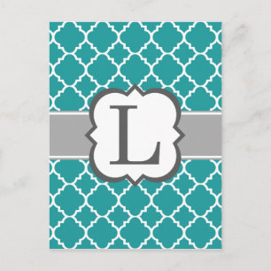 Carte Postale LETTRE MONÂTRE BLANC turquoise L QUATREFIL