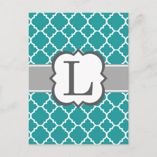 Carte Postale LETTRE MONÂTRE BLANC turquoise L QUATREFIL