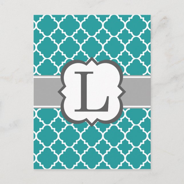 Carte Postale LETTRE MONÂTRE BLANC turquoise L QUATREFIL (Devant)