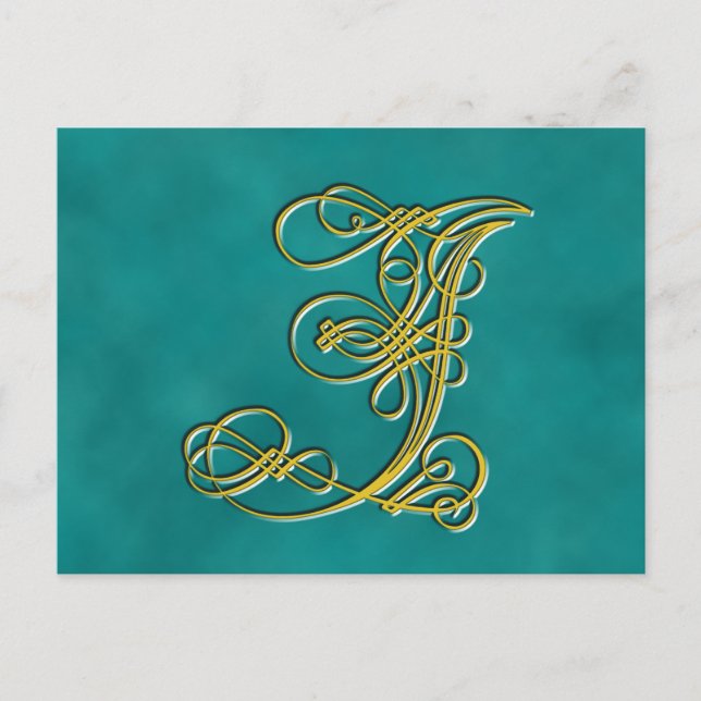 Carte Postale Lettre monogramme J fantaisie, couleur Personnalis (Devant)