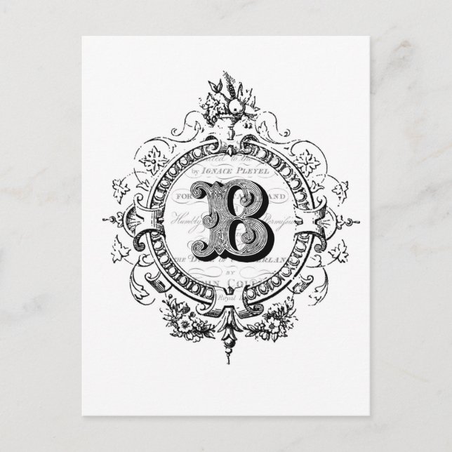 Carte Postale Lettre Monogramme Vintage B (Devant)