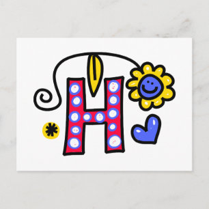 Carte Postale LETTRE MONOGRAPHIQUE H MOT DE VOEUX Expression