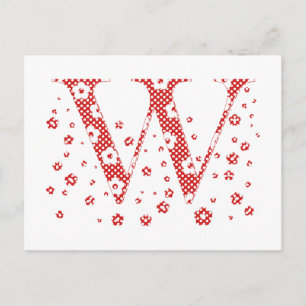 Carte Postale LETTRE Motif Fleur W(rouge)