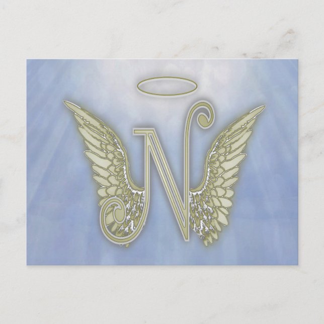 Carte Postale Lettre N Angel Monogramme (Devant)