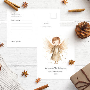 Carte Postale Lettre Père Noël Beige Boho Baby Angel