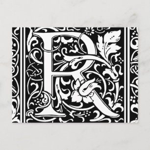 Carte Postale Lettre R Monogramme Art Nouveau Médiéval