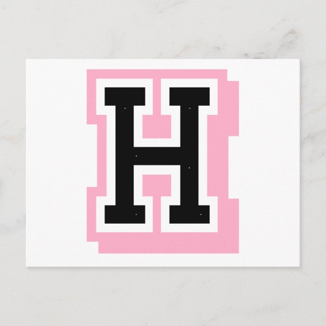 Carte Postale lettre rose noire H (Devant)