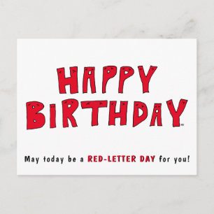 Carte Postale Lettre Rouge Jour Drôle Joyeux Anniversaire Souhai