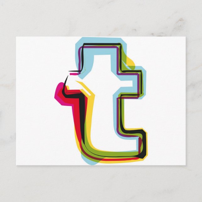 Carte Postale Lettre t Abstraite et colorée (Devant)