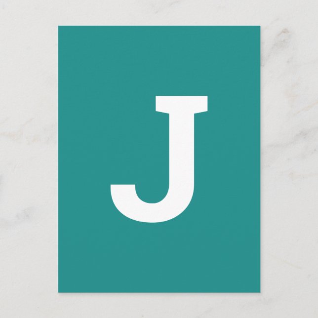 Carte Postale Lettre Turquoise Vert | Alphabet moderne initial (Devant)