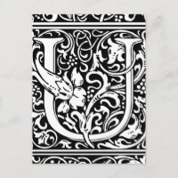 Lettre U Monogramme médiéval Art Nouveau