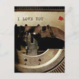Carte Postale LETTRE Vintage ROSE MOULE I Love You, vieille mach