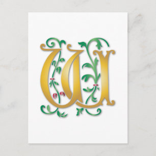 Carte Postale Lettre W Monogramme