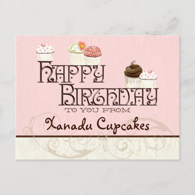 Carte Postale Lettre X Joyeux Anniversaire Cupcake Business Cart (Devant)