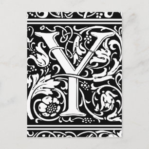 Carte Postale Lettre Y Monogramme médiéval Art Nouveau