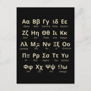 Carte Postale Lettres alphabétiques grecques en ordre avec prono