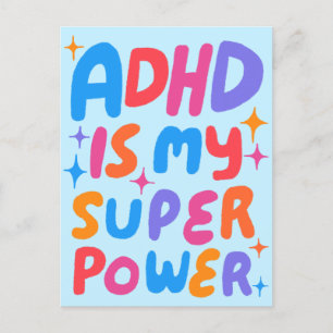 Carte Postale Lettres bulles ADHD Super Power Fun sur mesure