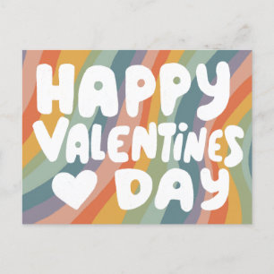 Carte Postale Lettres bulles Valentine Muted Rainbow Stripes