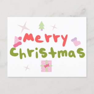 Carte Postale Lettres de bulle super Joyeux Arbre de Noël