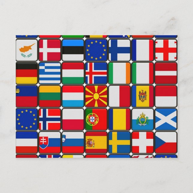 Carte Postale l'europe drapeaux Monde et paix (Devant)