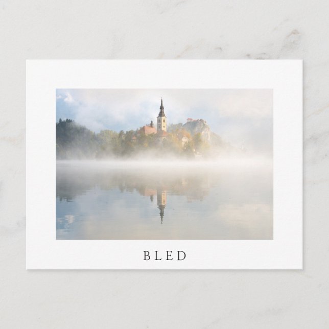 Carte Postale Levée de soleil de Foggy au lac Bled (Devant)