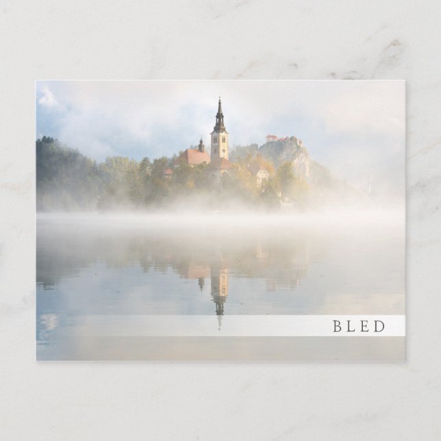 Carte Postale Levée de soleil de Foggy au lac Bled (Devant)