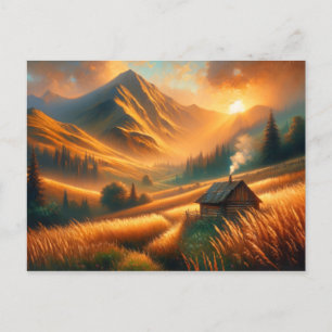 Carte Postale Levée de soleil de montagne rustique