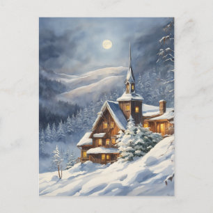 Carte Postale Lever de lune au-dessus d'un Vermont neigeux