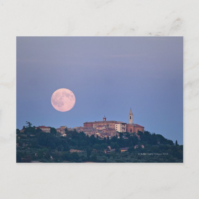 Carte Postale Lever de lune sur Pienza (Devant)