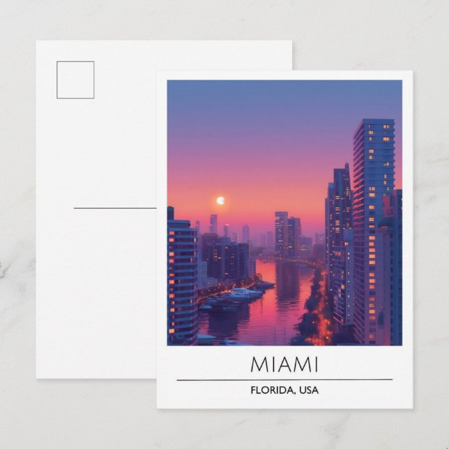 Carte Postale Lever de soleil à Miami Floride USA Travel (Devant / Derrière)