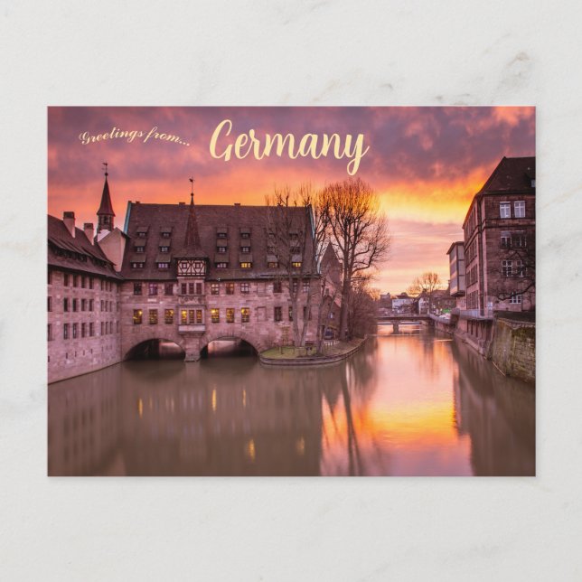Carte Postale Lever de soleil à Museumsbrücke à Nuremberg en All (Devant)