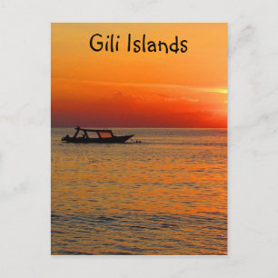 Carte Postale lever de soleil doré des îles gili